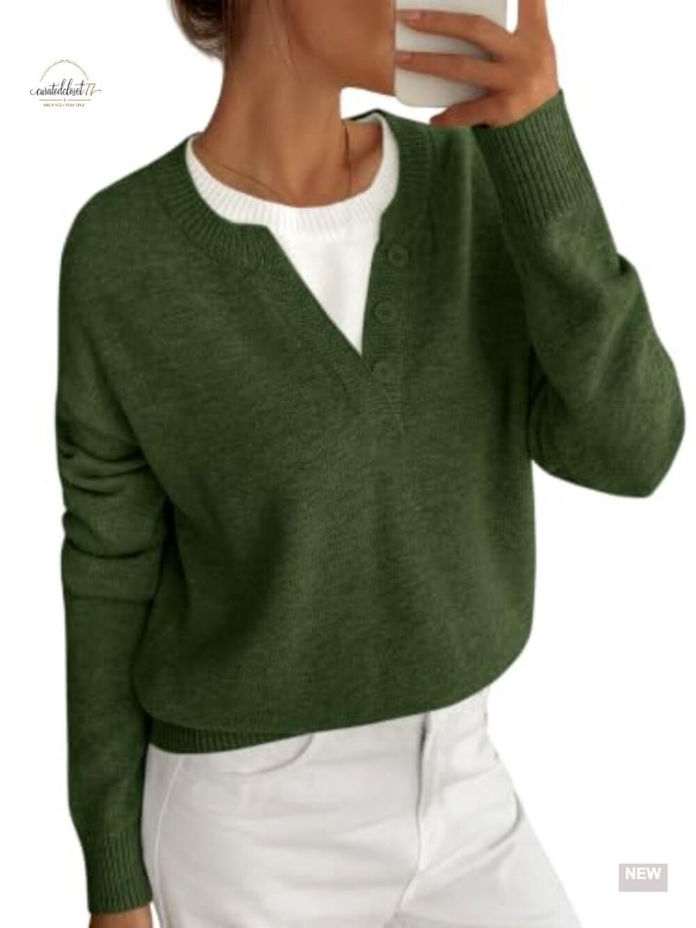 Women's Long Sleeve Crew Neck Knit Sweater Relaxed Fit Pullover